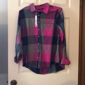 Flannel pink long sleeve shirt. NWT